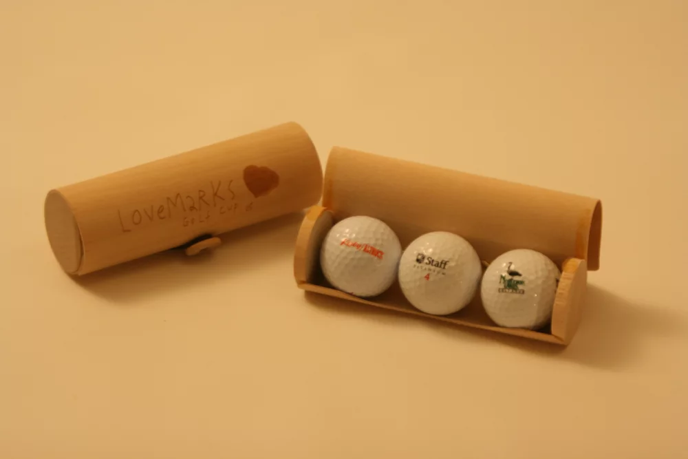 Flex Roll Box Wood Golf Ball Box (3 Golf Ball Capacity) / Wooden Box