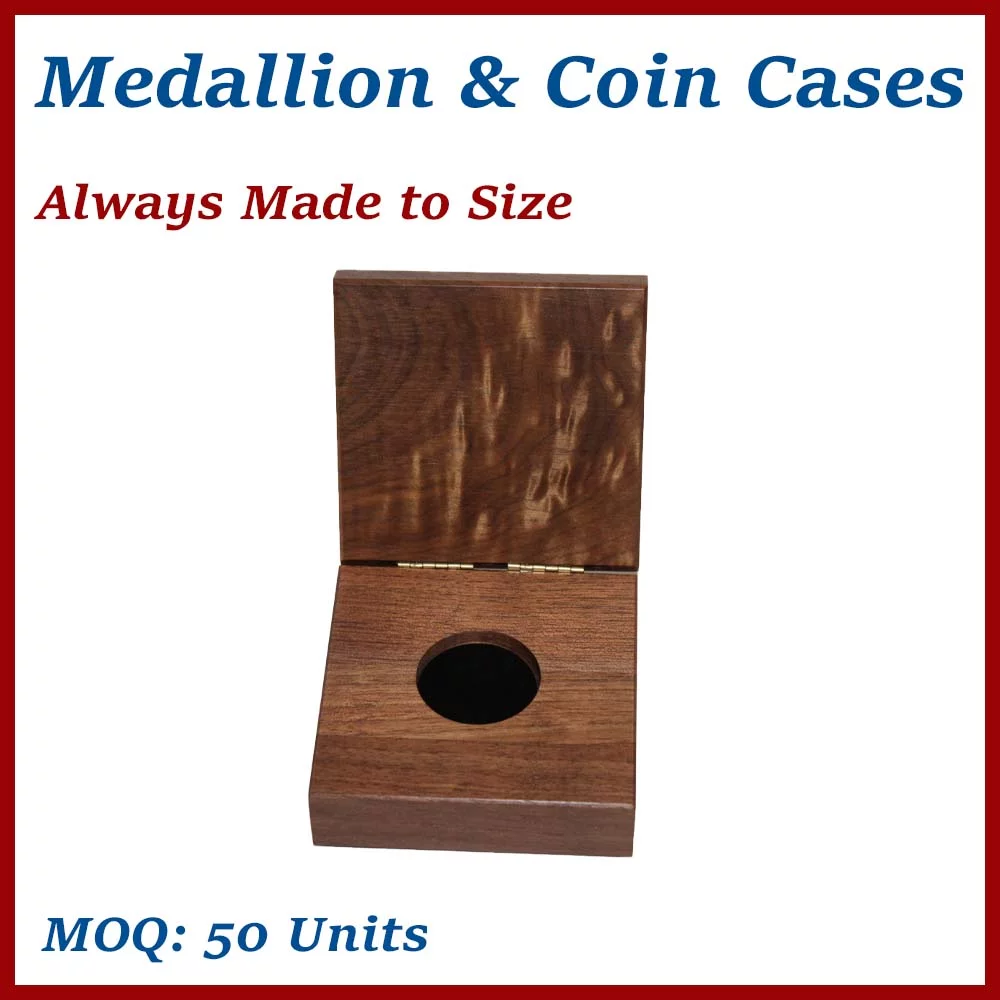 Medallion Presentation Custom Wooden Box / Medallion Wooden Box - Made to Order, low minimums
