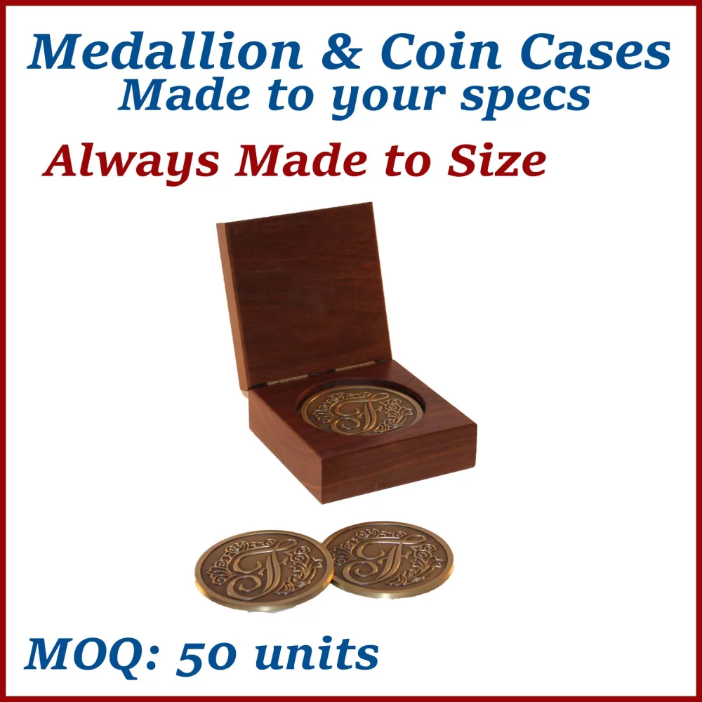 Medallion Presentation Custom Wooden Box / Medallion Wooden Box - Made to Order, low minimums