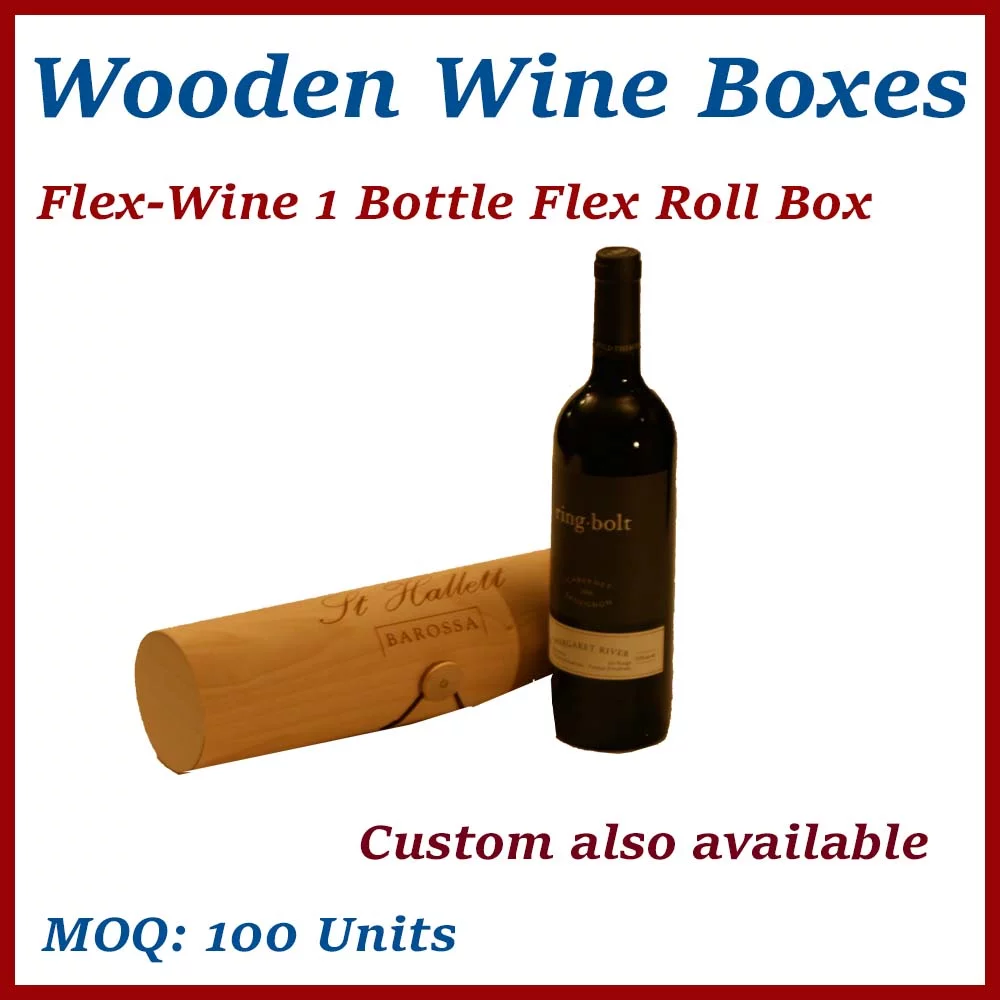 Flex Roll Single Bottle Wood Wine Box