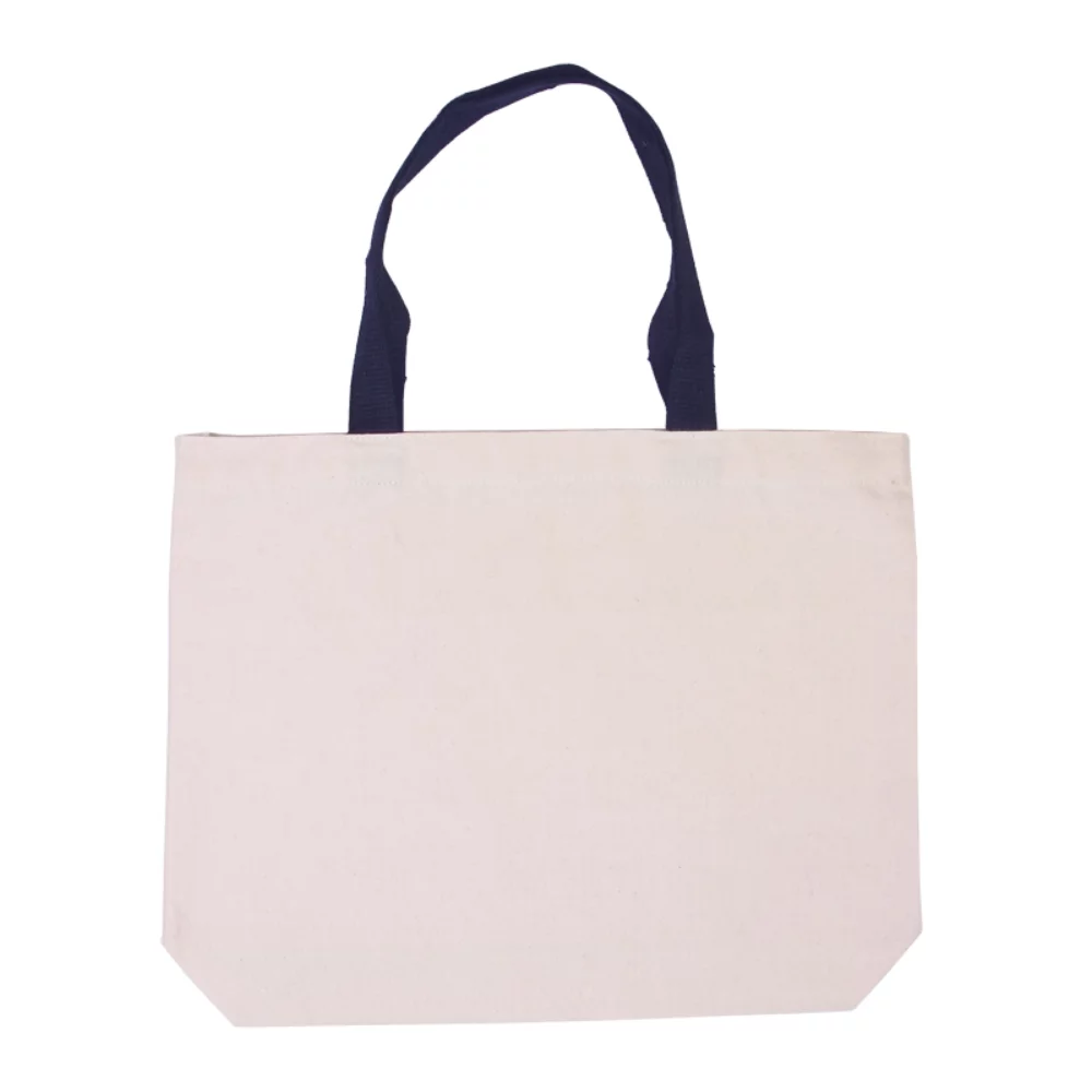 Cotton Canvas Tote w/Gusset & Color Accent Handles