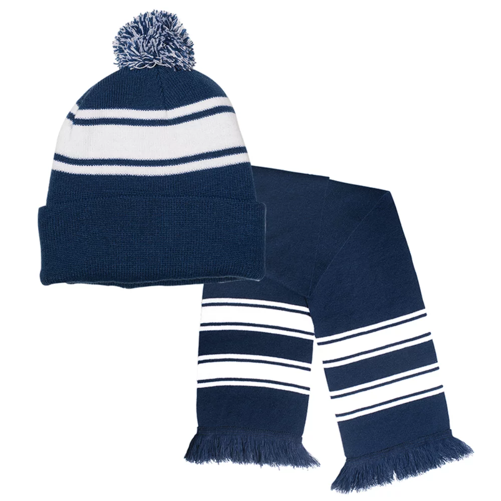 Ensemble bonnet/écharpe confortable à rayures tricotées