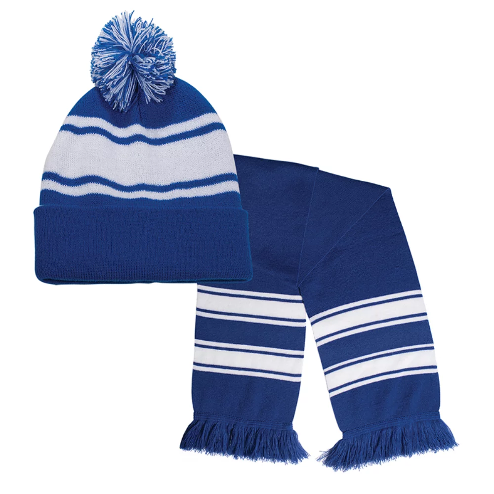 Ensemble bonnet/écharpe confortable à rayures tricotées