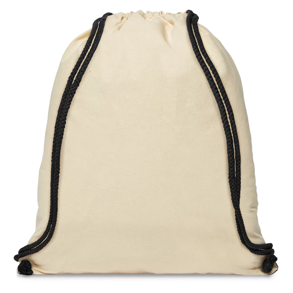 Sac à dos à cordon de serrage d'angle accentué en coton 5 oz.