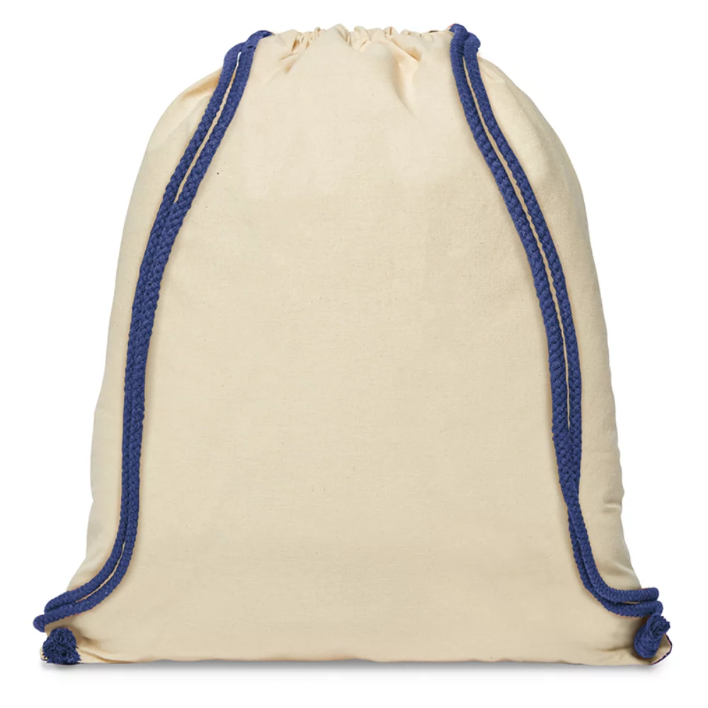 Sac à dos à cordon de serrage d'angle accentué en coton 5 oz.