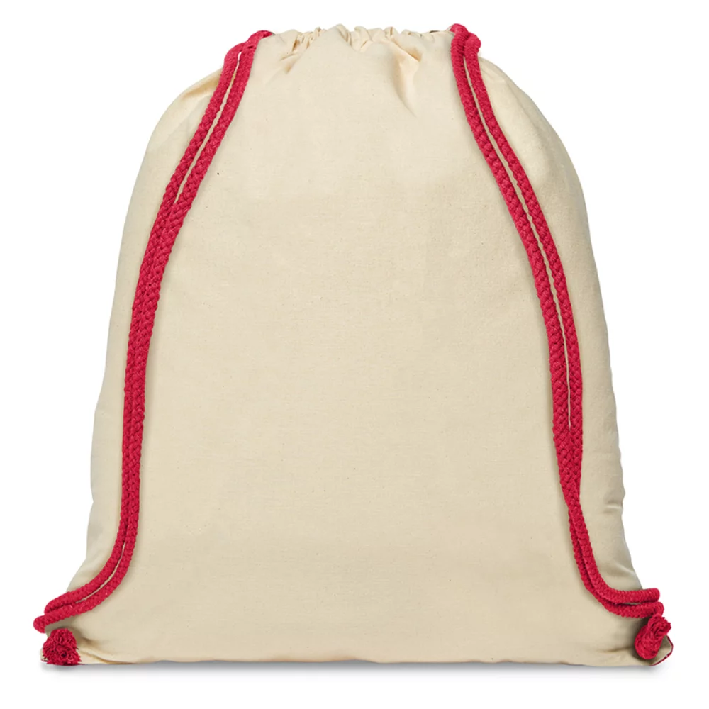 Sac à dos à cordon de serrage d'angle accentué en coton 5 oz.