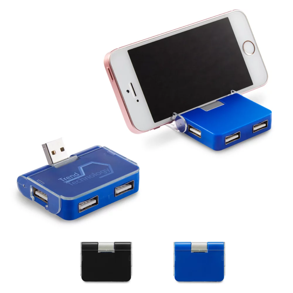 4-Port USB Hub w/Phone Holder