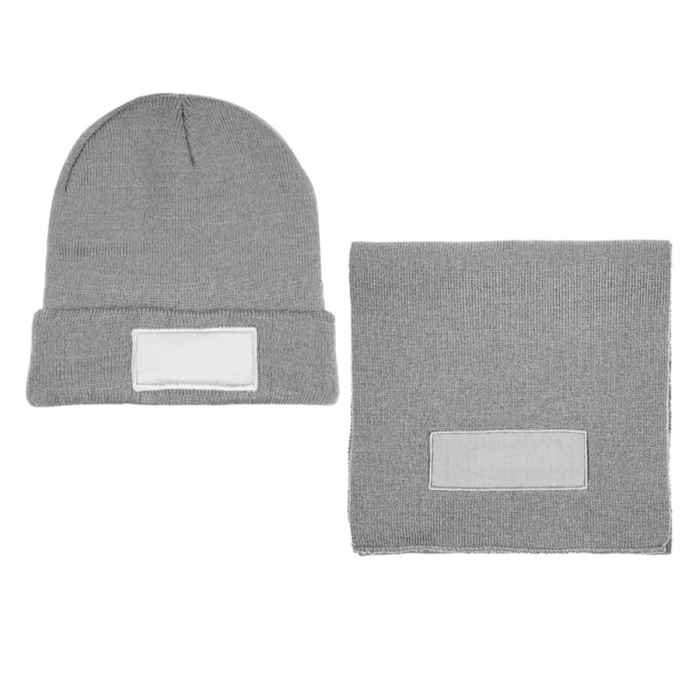 Ensemble bonnet et écharpe en tricot acrylique avec patch