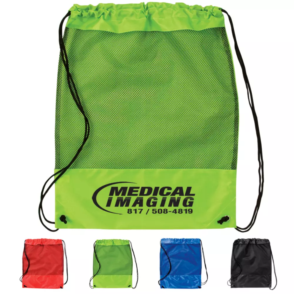 Mesh Panel Drawstring Backpack Bag