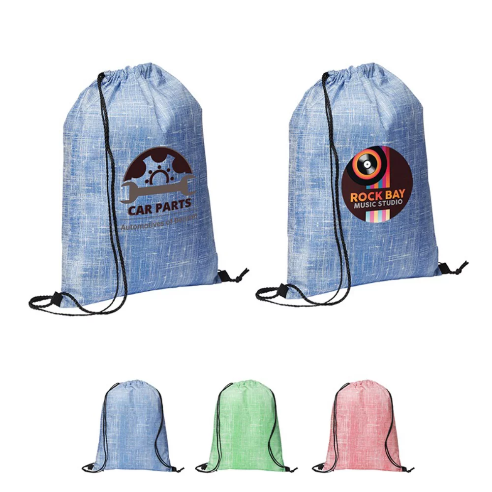 Sac à dos à cordon en non-tissé à motif denim