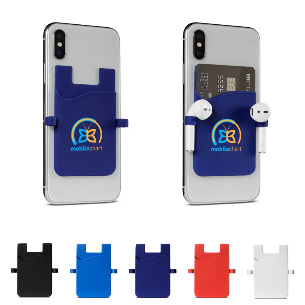 Poche de smartphone en silicone avec boucles pour écouteurs