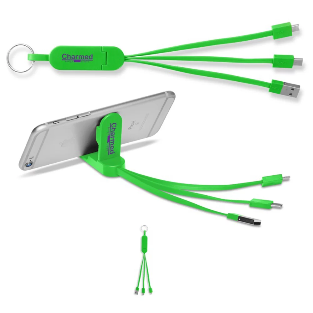 Câble de charge avec support de téléphone en mode paysage