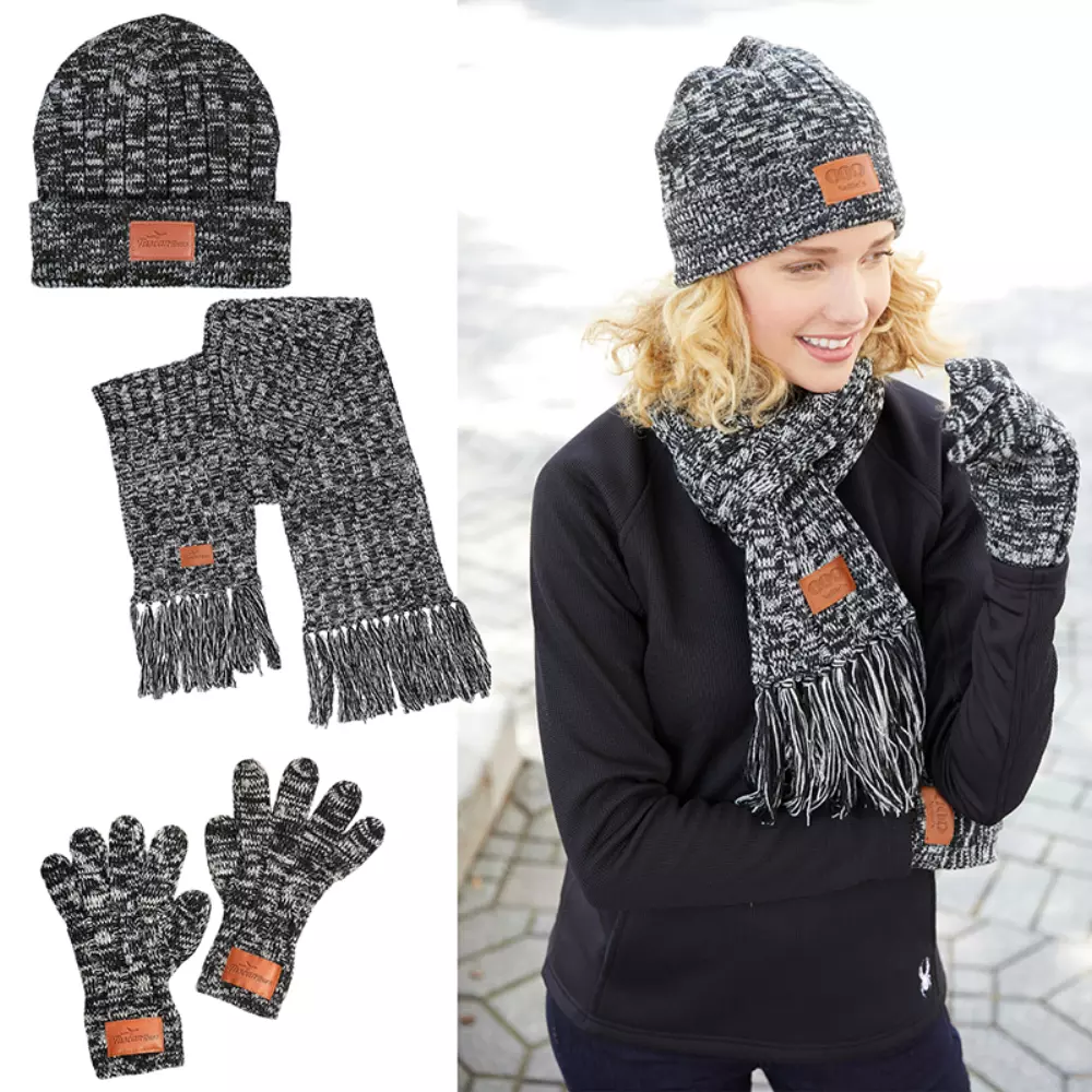 Ensemble d'hiver tricoté chiné Leeman™ 3-en-1