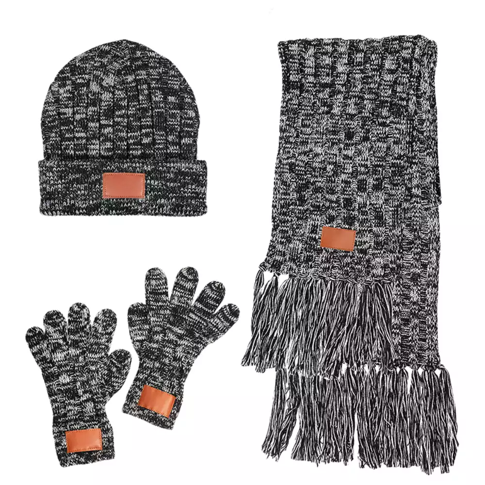 Ensemble d'hiver tricoté chiné Leeman™ 3-en-1