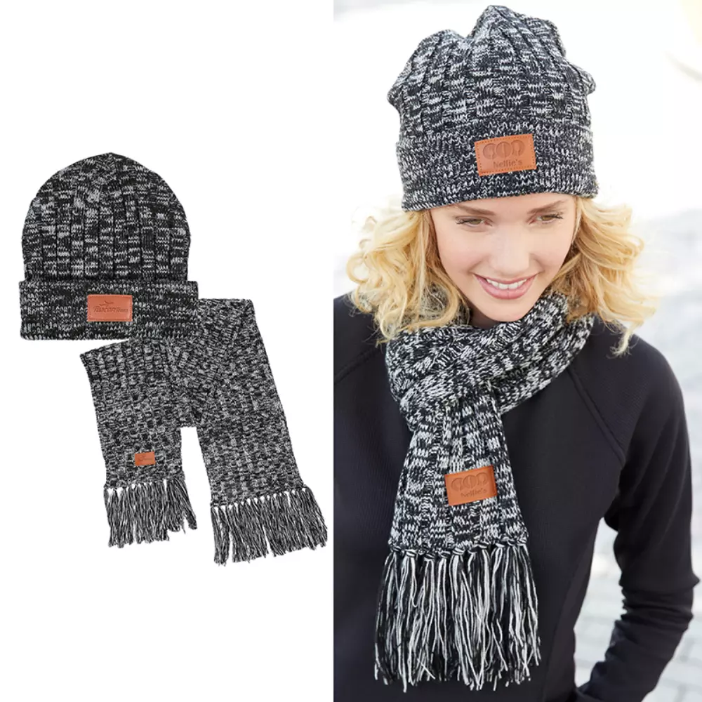 Ensemble d'hiver tricot chiné 2-en-1 Leeman™