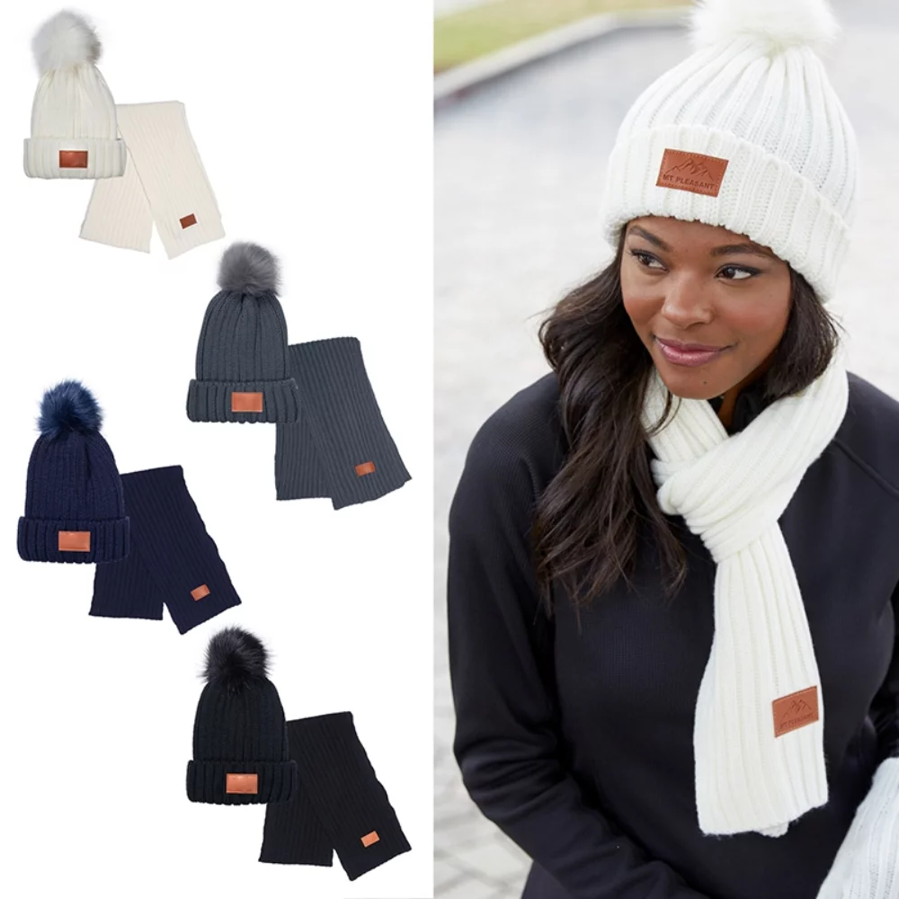 Bonnet et écharpe d'hiver assortis en tricot côtelé Leeman™