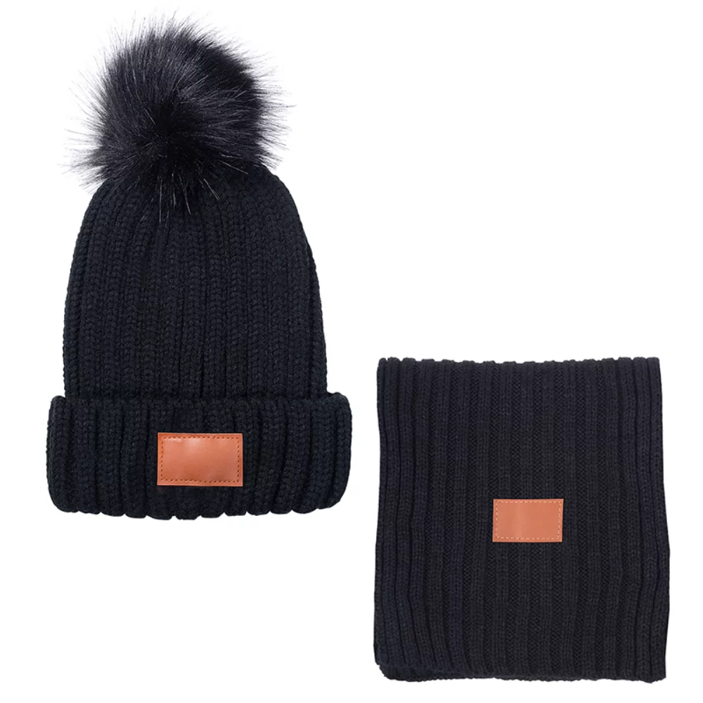 Bonnet et écharpe d'hiver assortis en tricot côtelé Leeman™