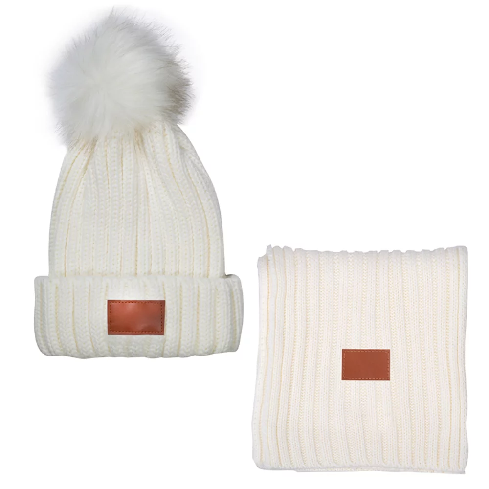Bonnet et écharpe d'hiver assortis en tricot côtelé Leeman™