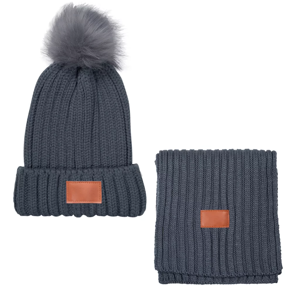Bonnet et écharpe d'hiver assortis en tricot côtelé Leeman™