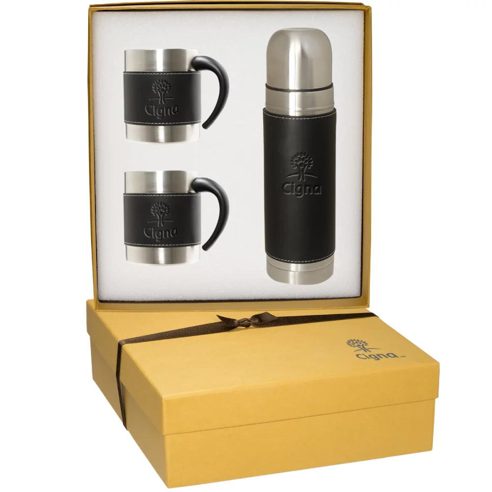Ensemble cadeau bouteille thermique et tasses à café Tuscany™