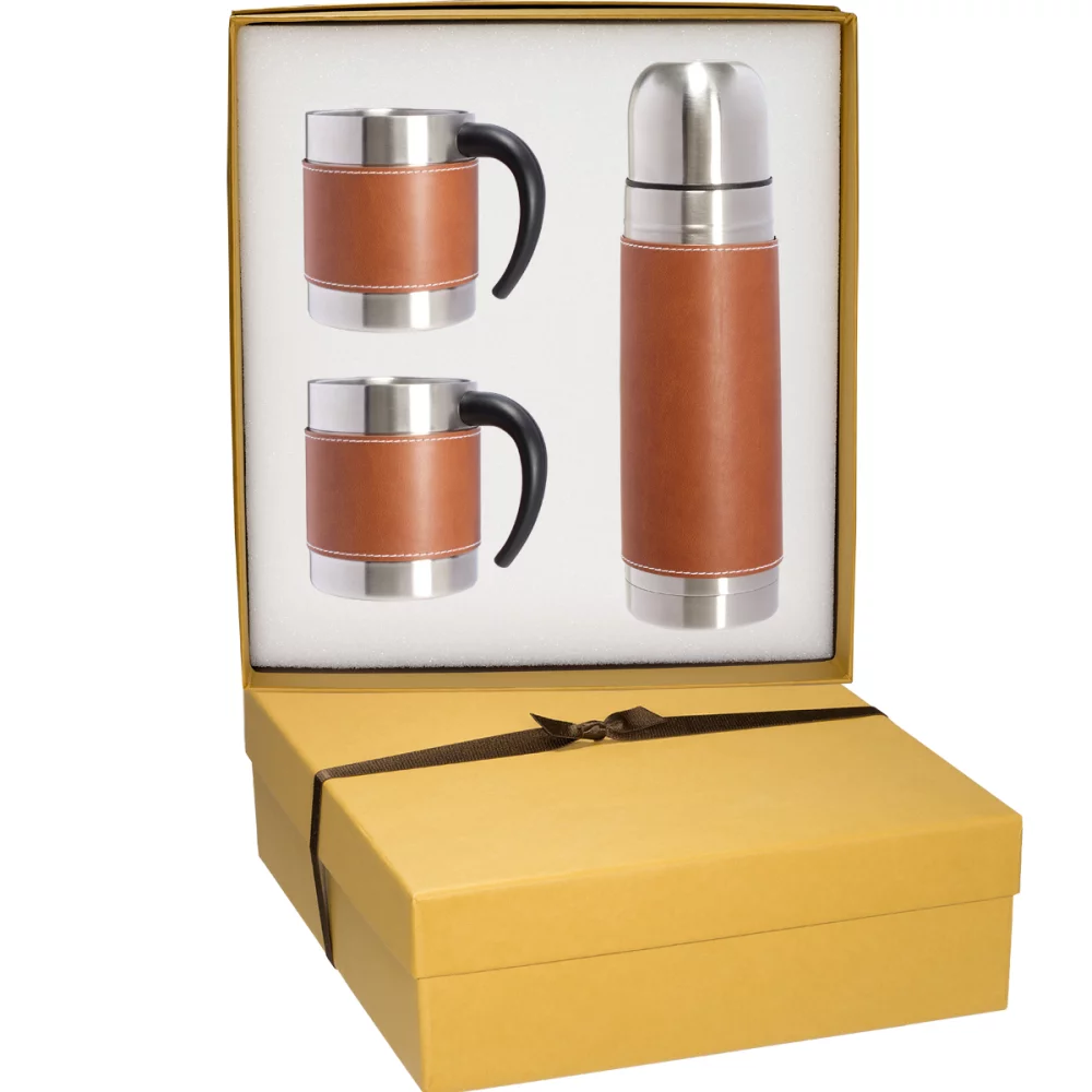 Ensemble cadeau bouteille thermique et tasses à café Tuscany™