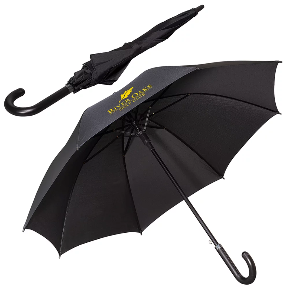 Parapluie exécutif Leeman™ 48" avec poignée incurvée en similicuir