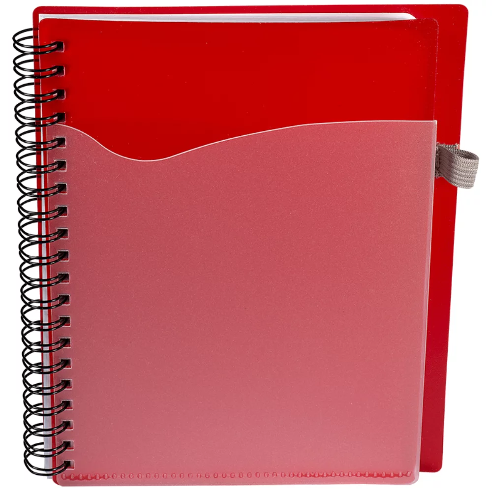 Cahier en polypropylène avec pochette transparente sur la couverture avant