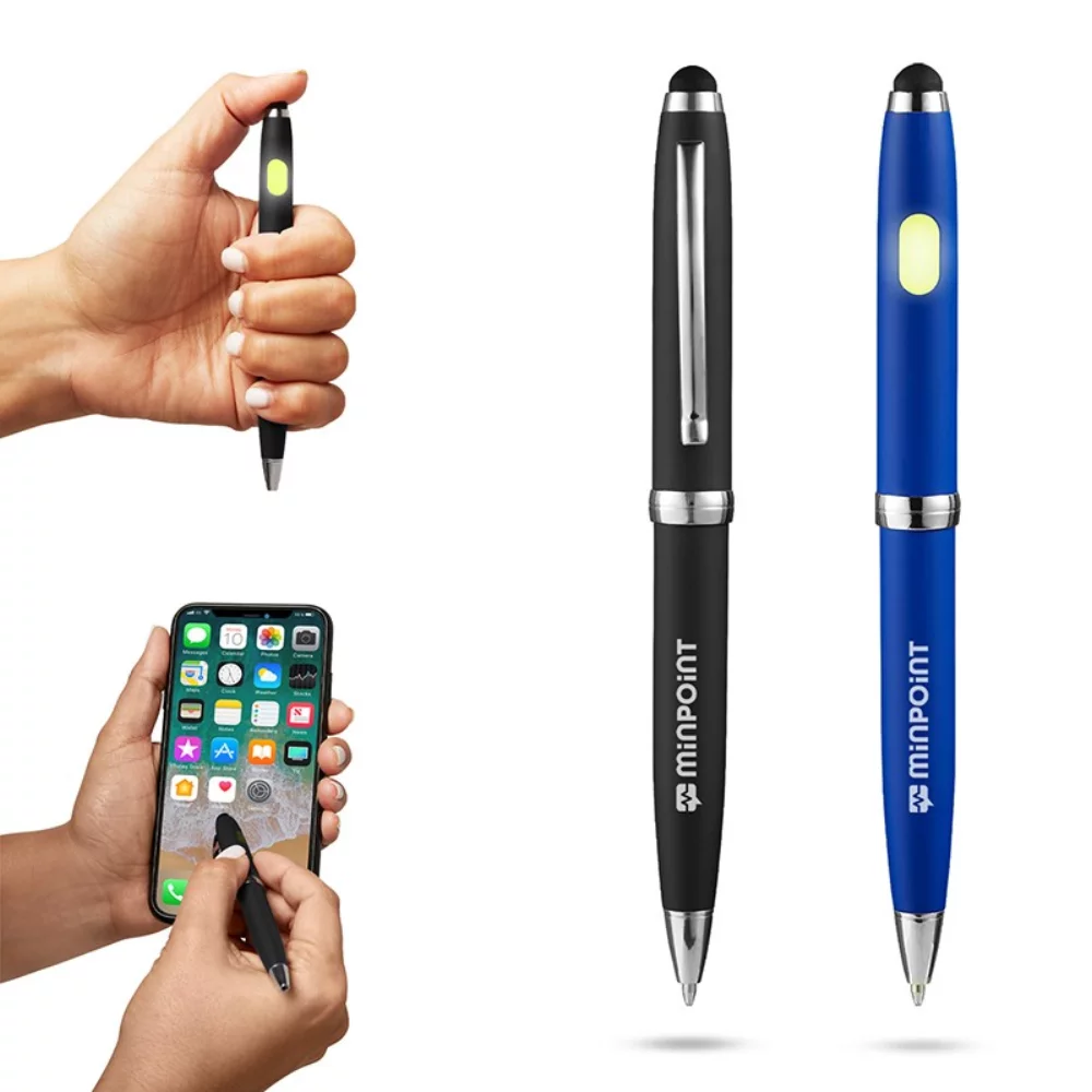 Metallic COB Ballpoint Pen w/Stylus
