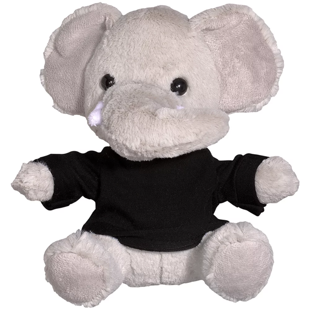 Éléphant en peluche de 7" avec un t-shirt.