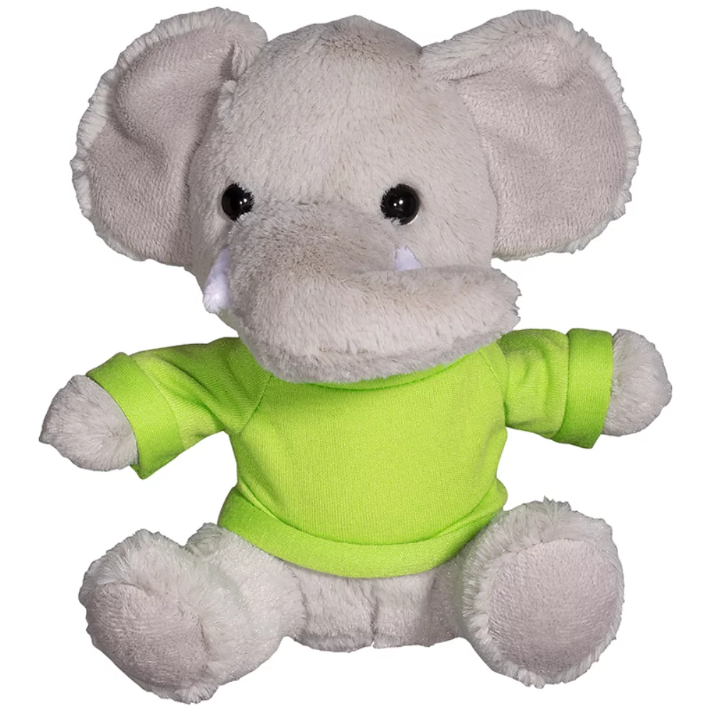 Éléphant en peluche de 7" avec un t-shirt.