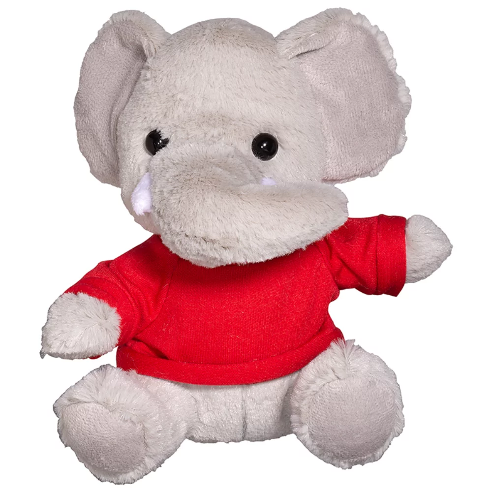 Éléphant en peluche de 7" avec un t-shirt.
