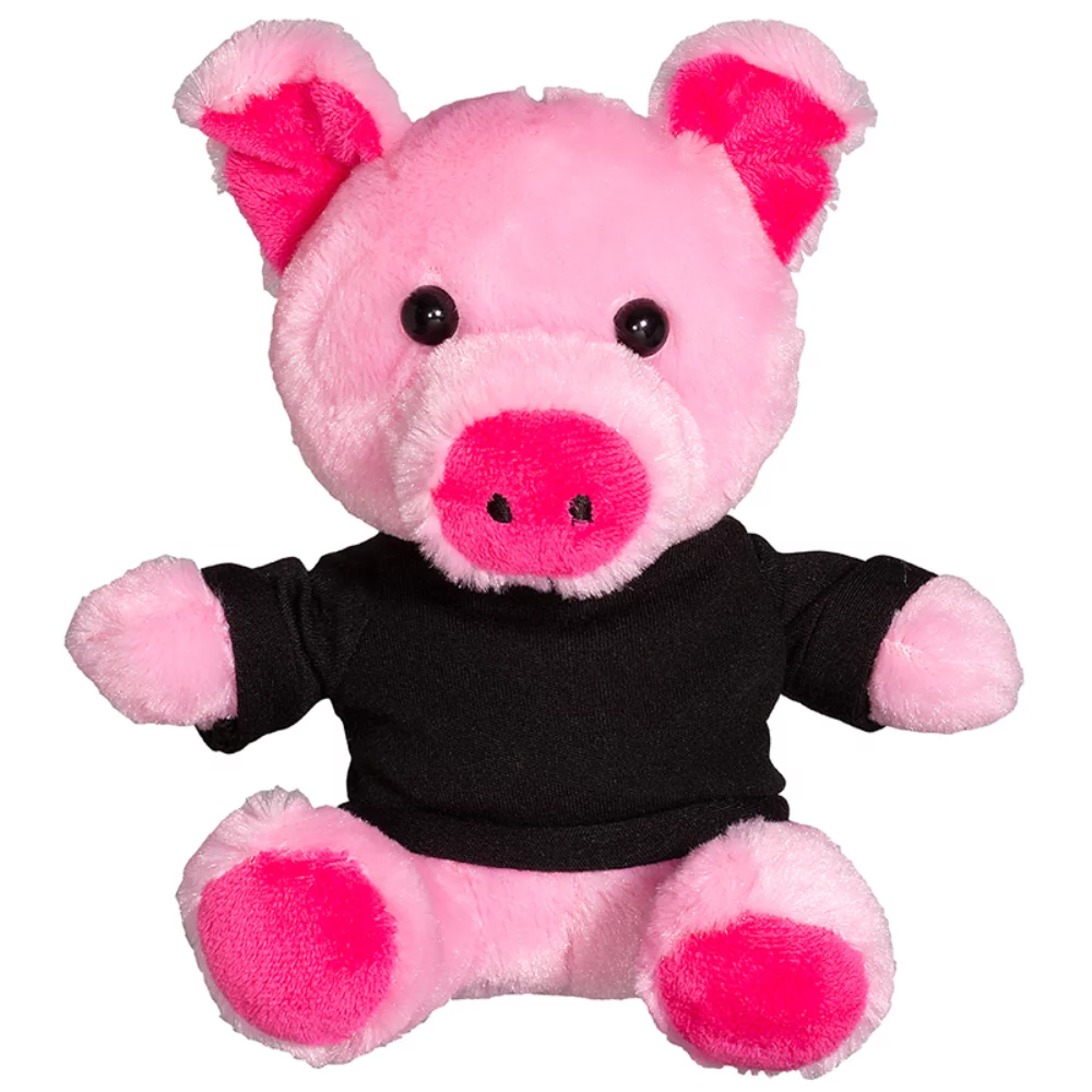 Cochon en peluche de 7" avec un t-shirt.