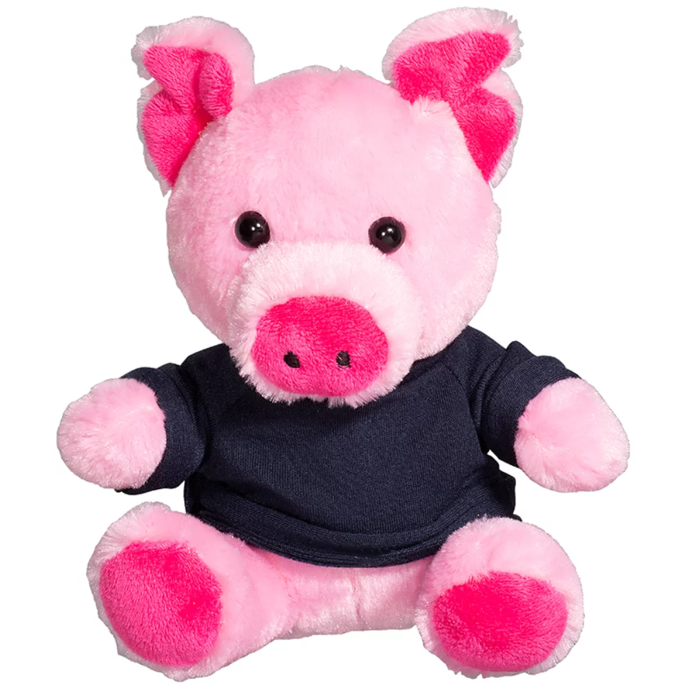 Cochon en peluche de 7" avec un t-shirt.
