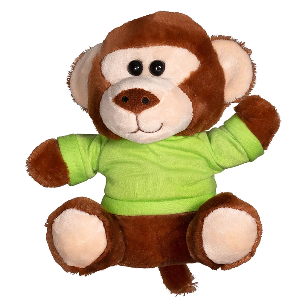 Singe en peluche de 7" avec un t-shirt.
