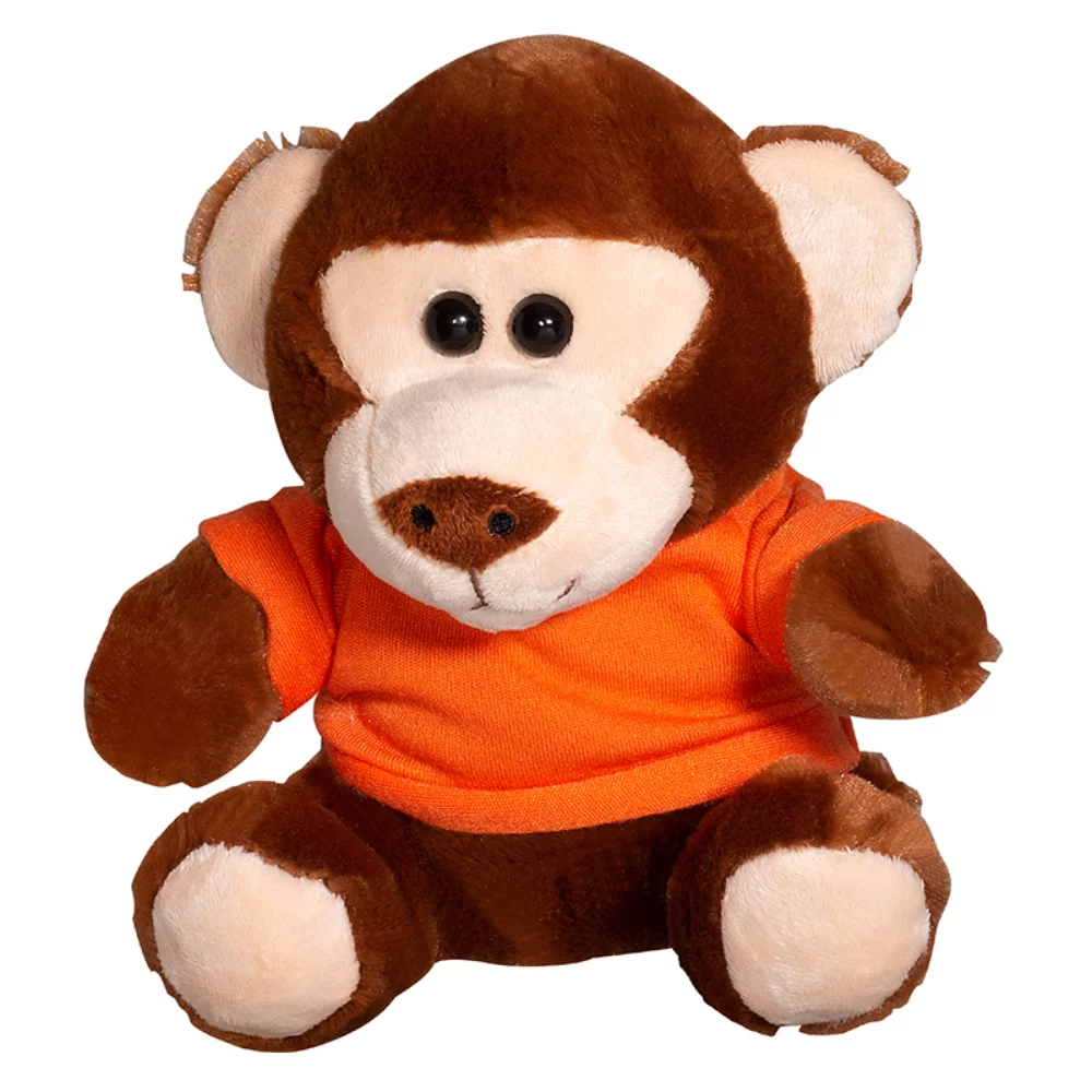Singe en peluche de 7" avec un t-shirt.