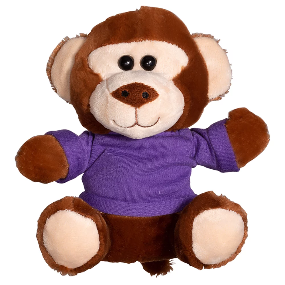 Singe en peluche de 7" avec un t-shirt.