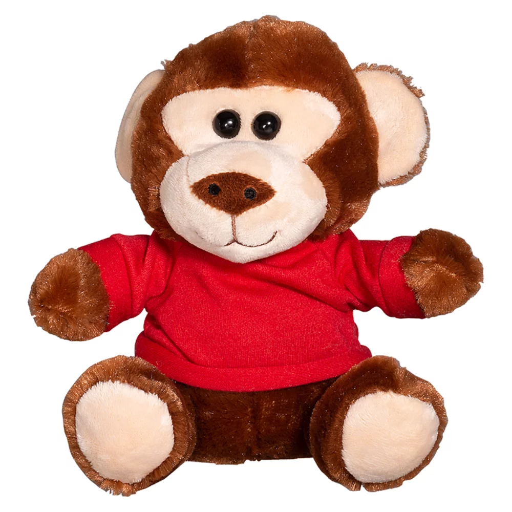 Singe en peluche de 7" avec un t-shirt.