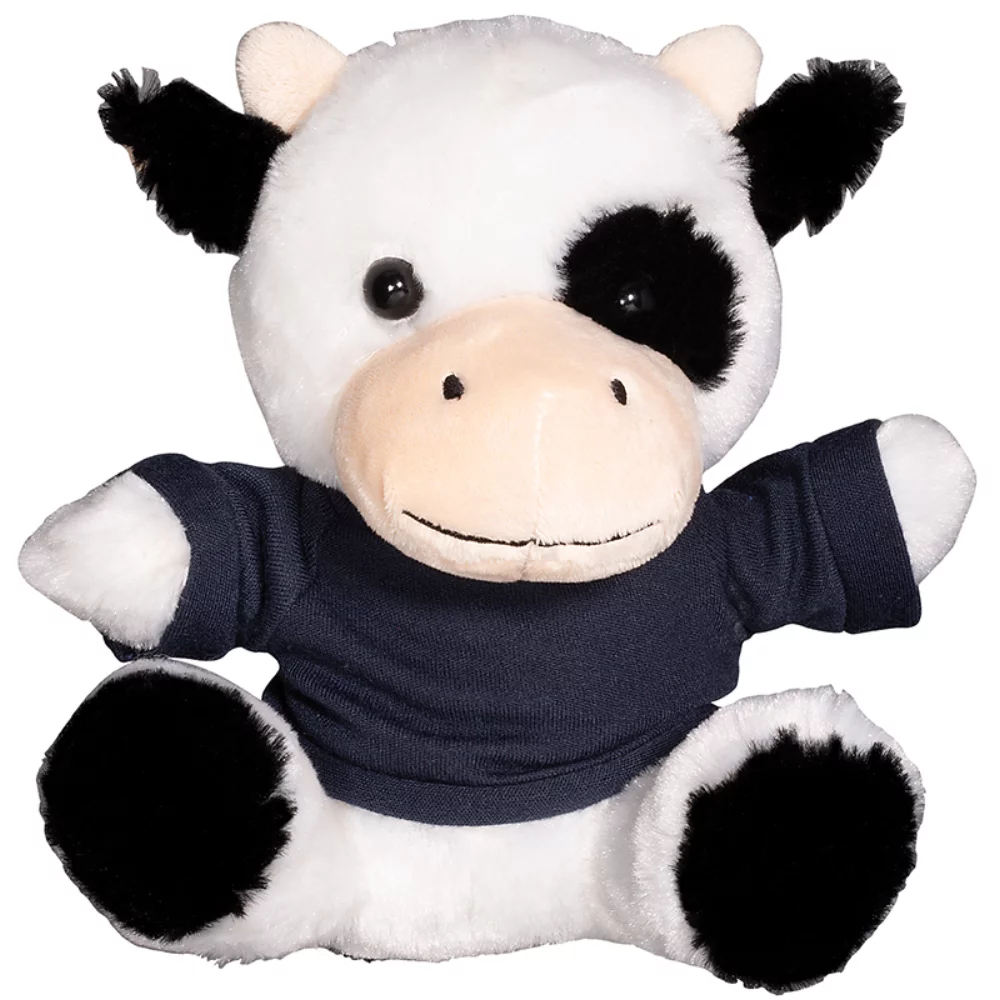 Vache en peluche de 7" avec un t-shirt.