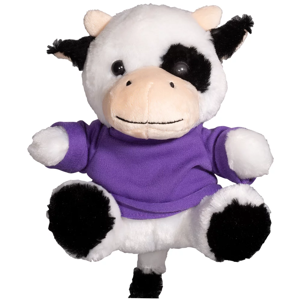 Vache en peluche de 7" avec un t-shirt.
