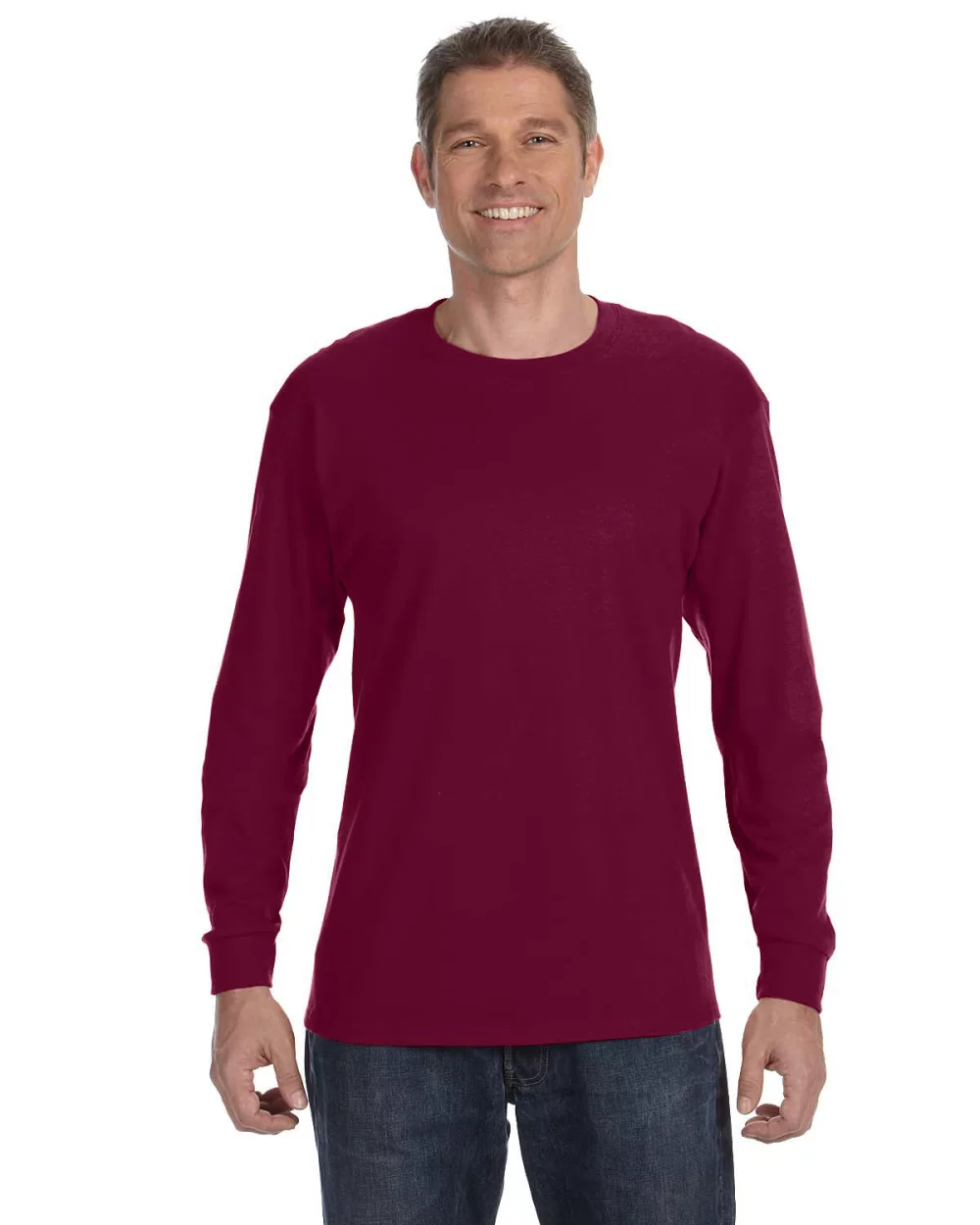 T-shirt à manches longues en coton épais pour adulte de Gildan.