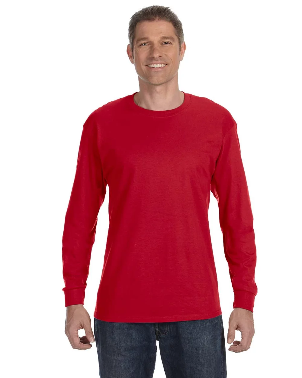 T-shirt à manches longues en coton épais pour adulte de Gildan.