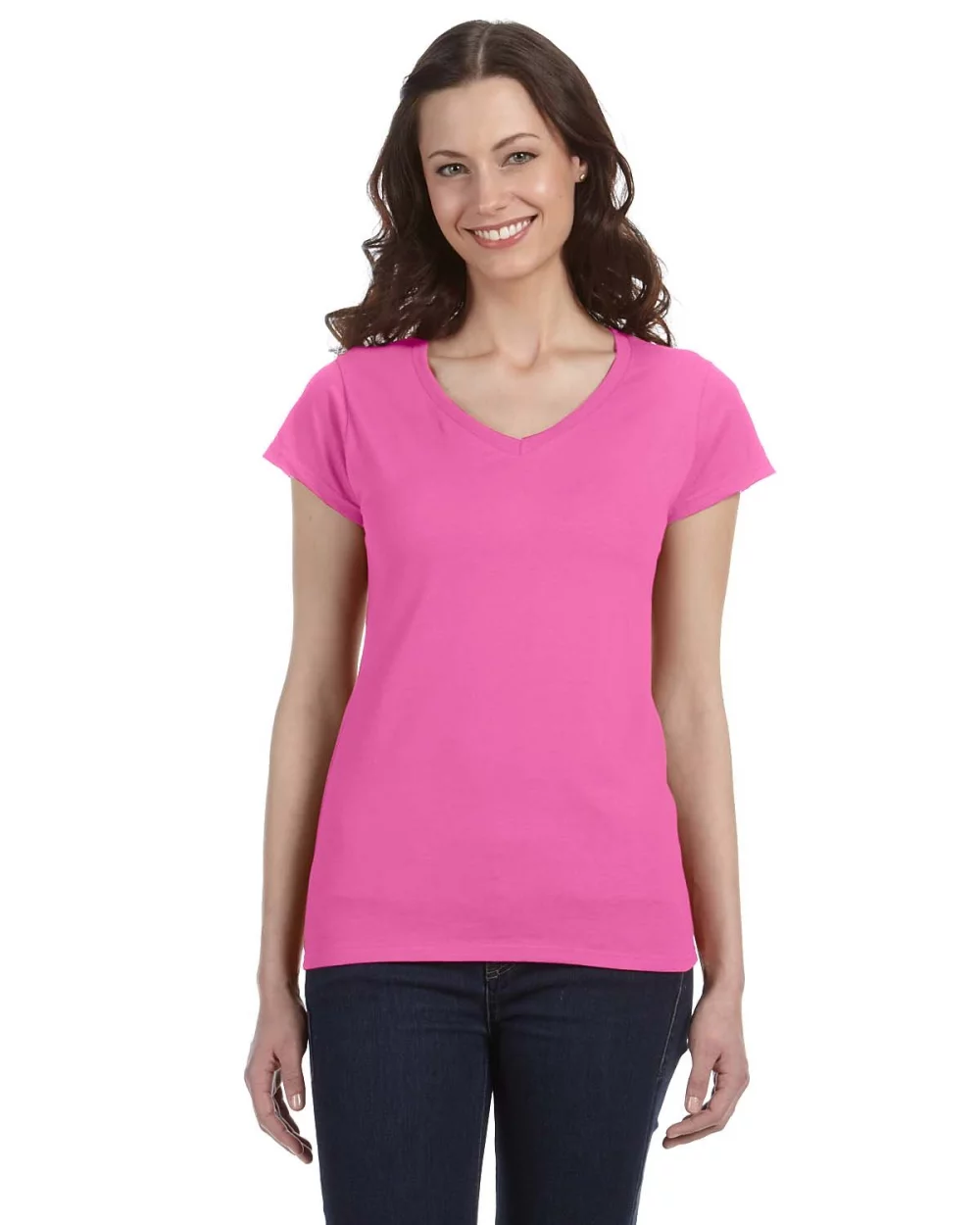 T-shirt ajusté à col en V Gildan pour femmes en SoftStyle®