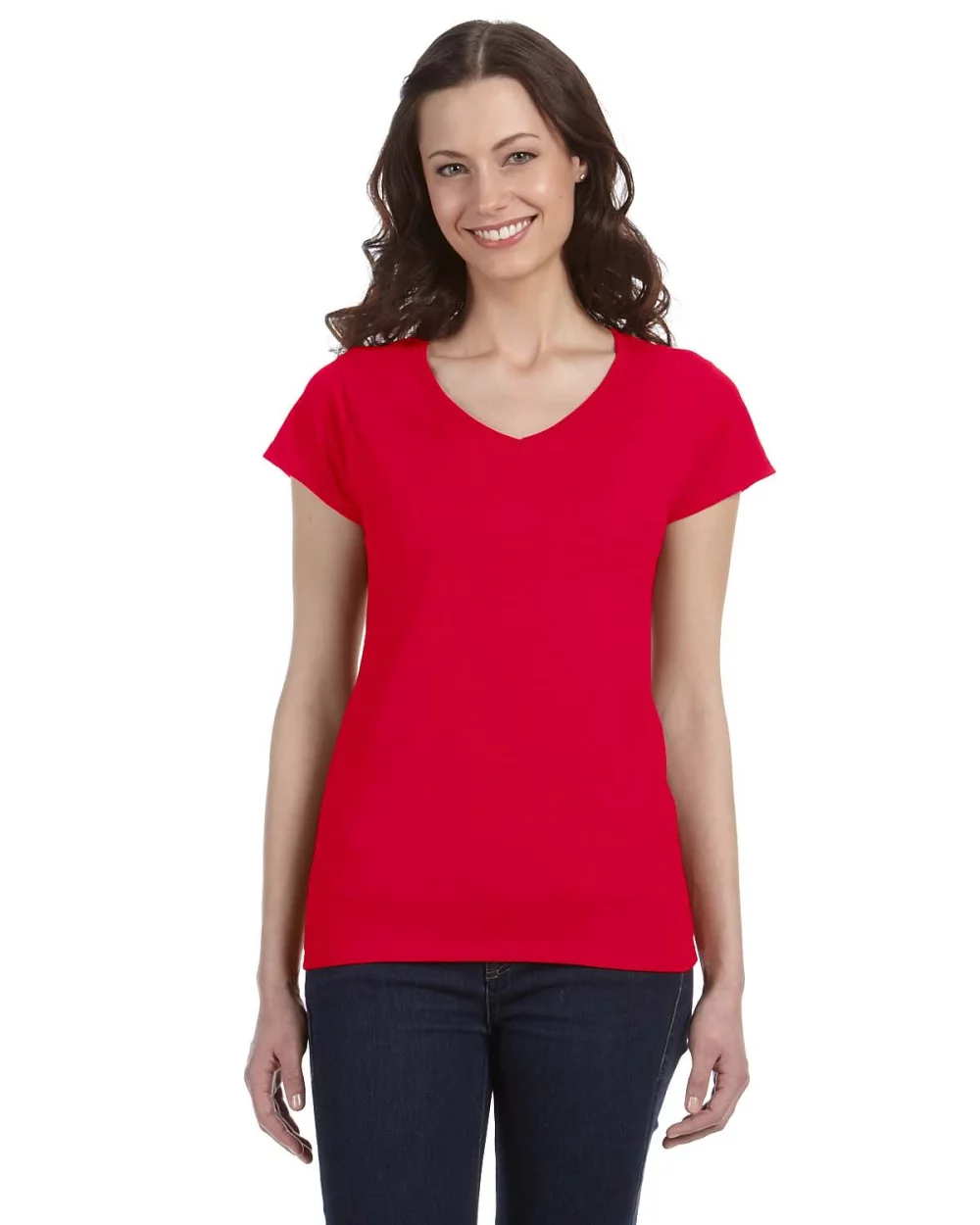 T-shirt ajusté à col en V Gildan pour femmes en SoftStyle®