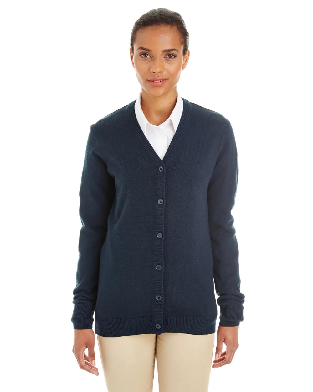 Harriton Ladies' Pilbloc™ V-Neck Button Cardigan Sweater