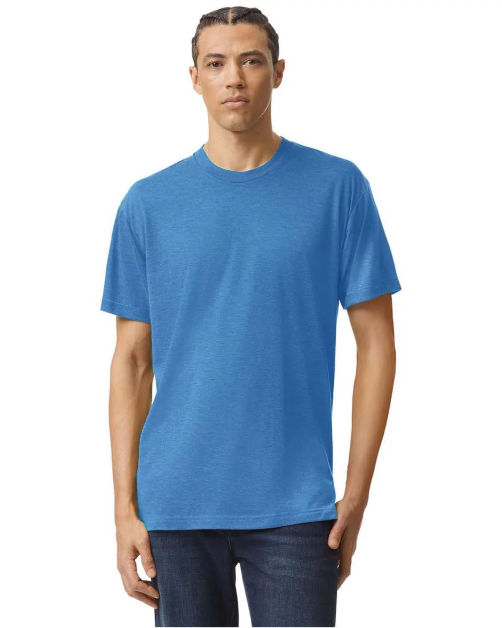 T-shirt de course à manches courtes unisexe en mélange de triblend d'American Apparel.