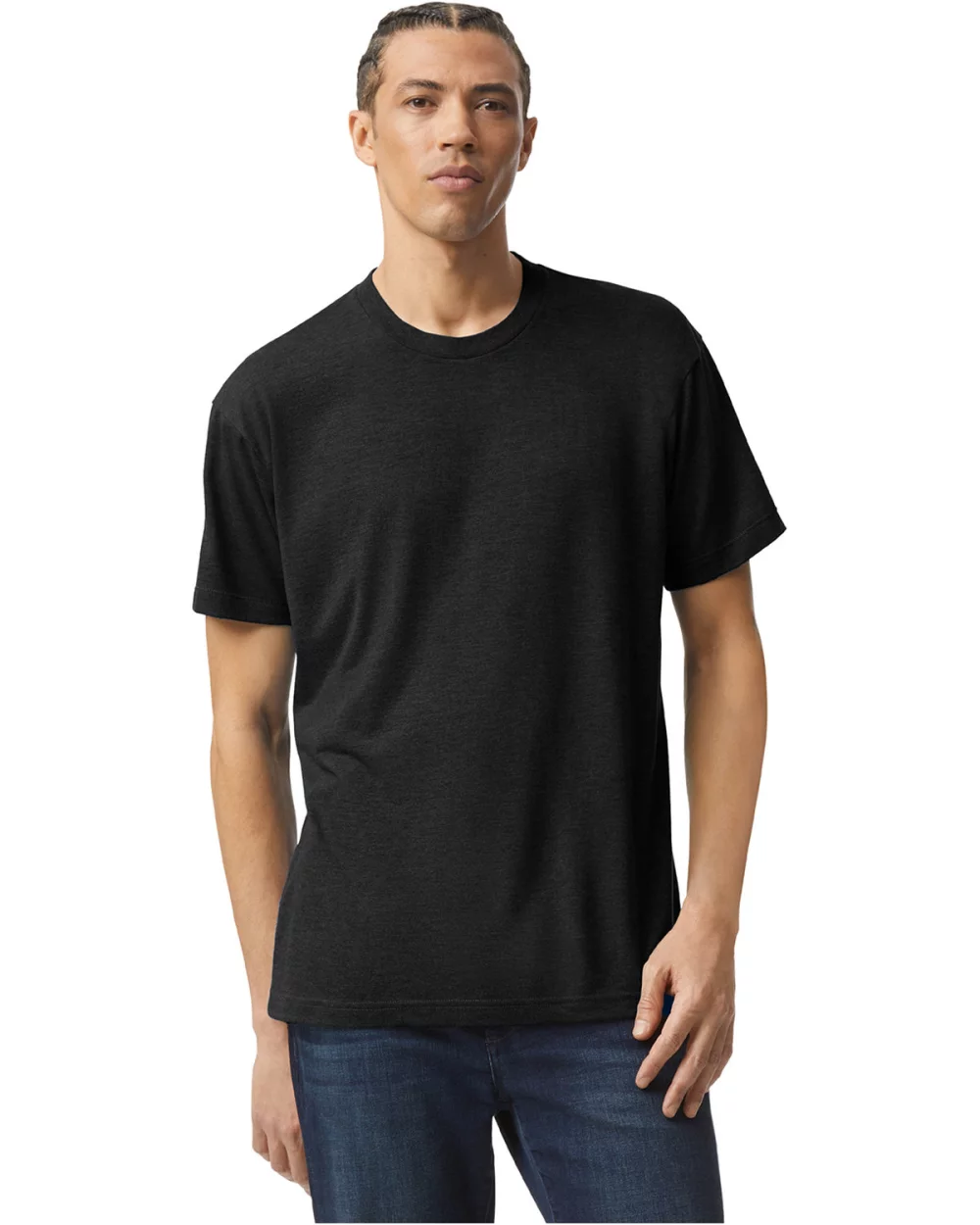 T-shirt de course à manches courtes unisexe en mélange de triblend d'American Apparel.