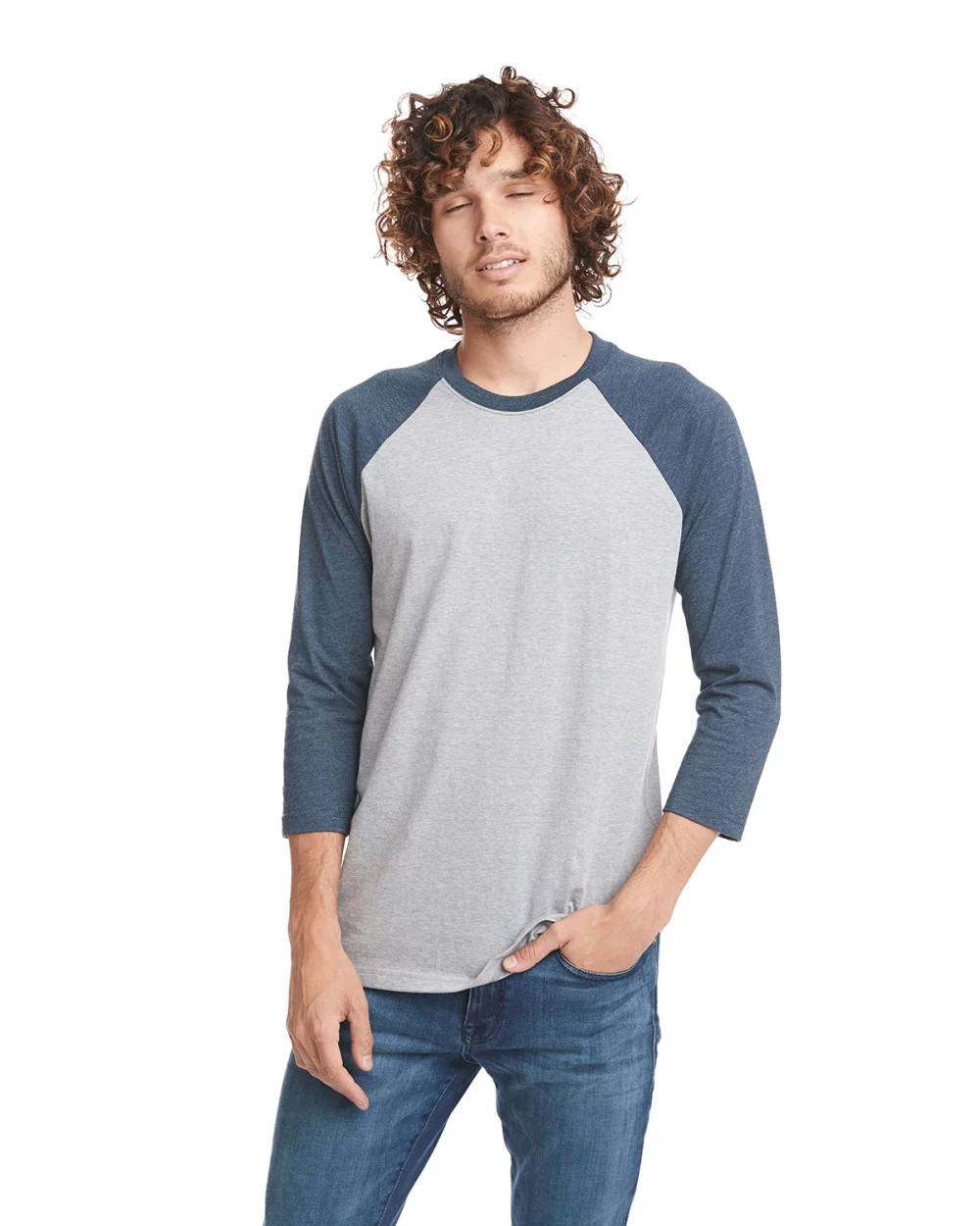 T-shirt de baseball à manches raglan trois-quarts en CVC unisexe de NEXT LEVEL APPAREL