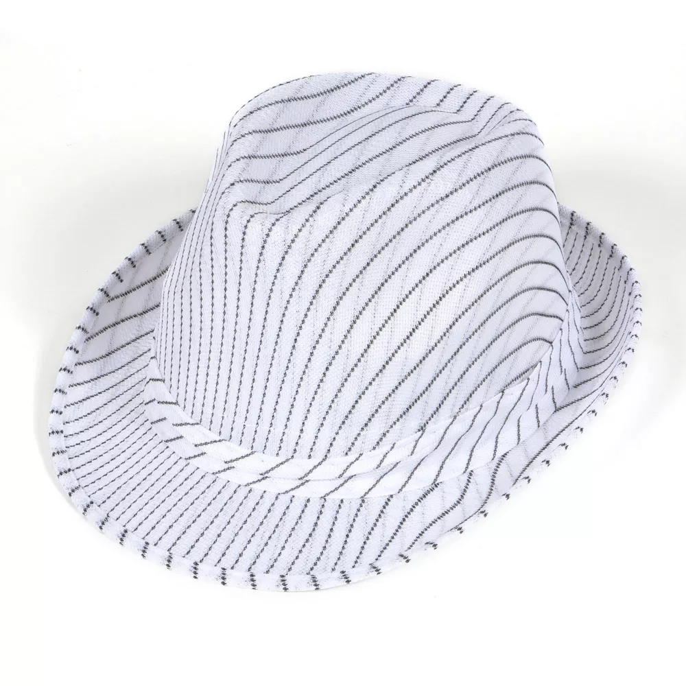 White Pinstripe Fedora Hat