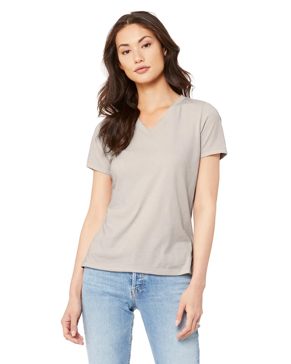 BELLA+CANVAS Ladies' Relaxed Heather CVC Jersey V-Neck T-Shirt
