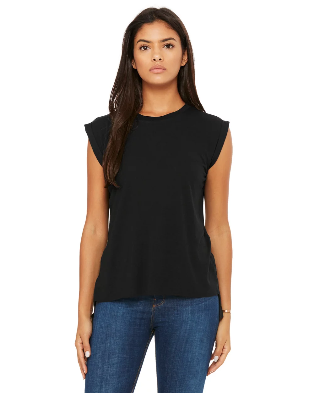 BELLA+CANVAS Ladies' Flowy Muscle T-Shirt with Rolled Cuff